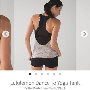 Lululemon Athletica Dance to Yoga Tank Top w/built in bra. Dottie Dash Black Sz6